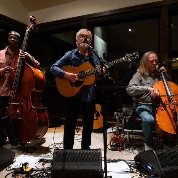 Bluegrass band Beatlegrass performs at a Breck Create fundraiser