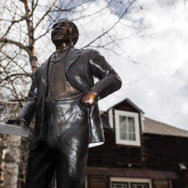 Bronze sculpture of Barney Ford, an escaped slave turned wealthy Colorado businessman.