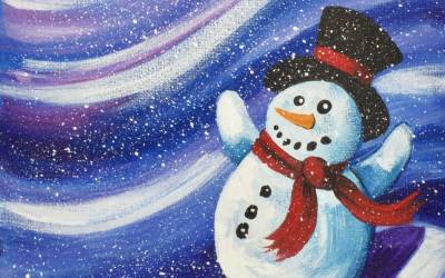 Paint a Mini Snowman Scene